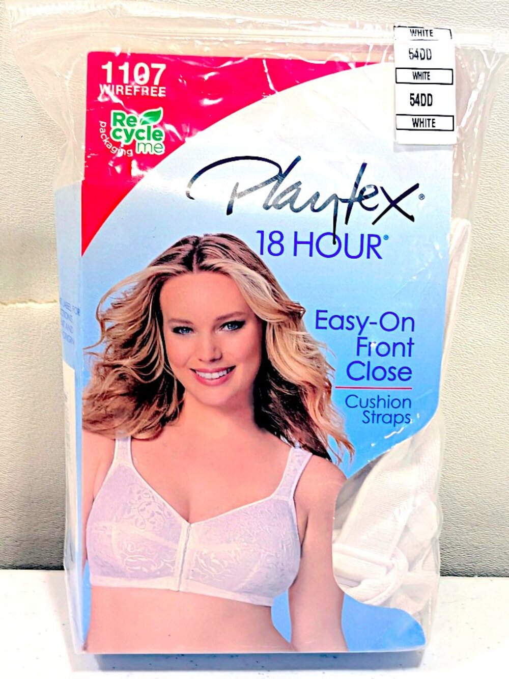 Playtex 18 Hour 52DD White Wirefree Front Close No Padding Bra 1107